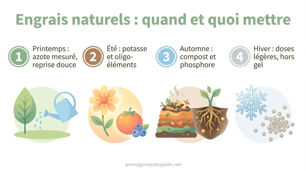 Calendrier saisonnier des apports pour fleurs, fruits et sol