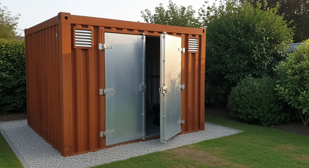 Conteneur acier avec double porte et grilles d’aération