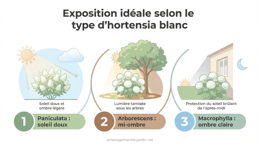 Comparatif d’exposition pour paniculata, arborescens et macrophylla