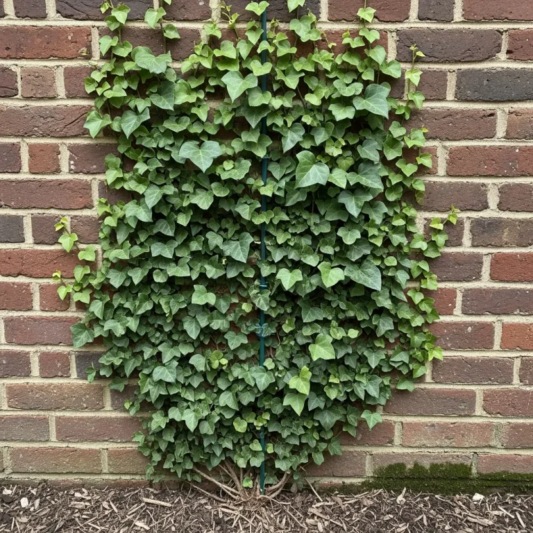 Feuillage persistant de lierre dense sur mur de brique ancien