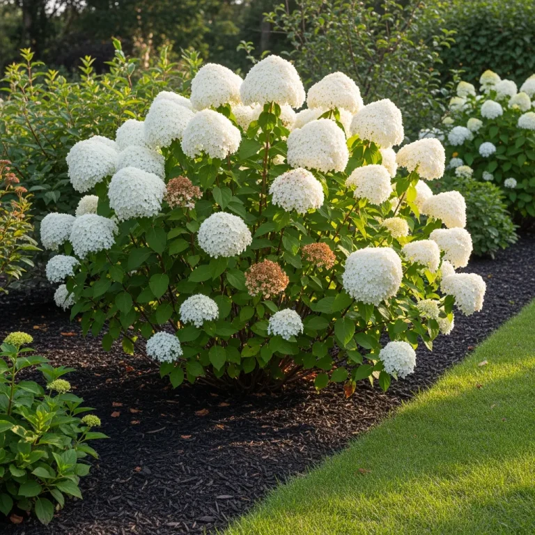 Hydrangea arborescens ‘Annabelle’ aux grosses têtes blanches