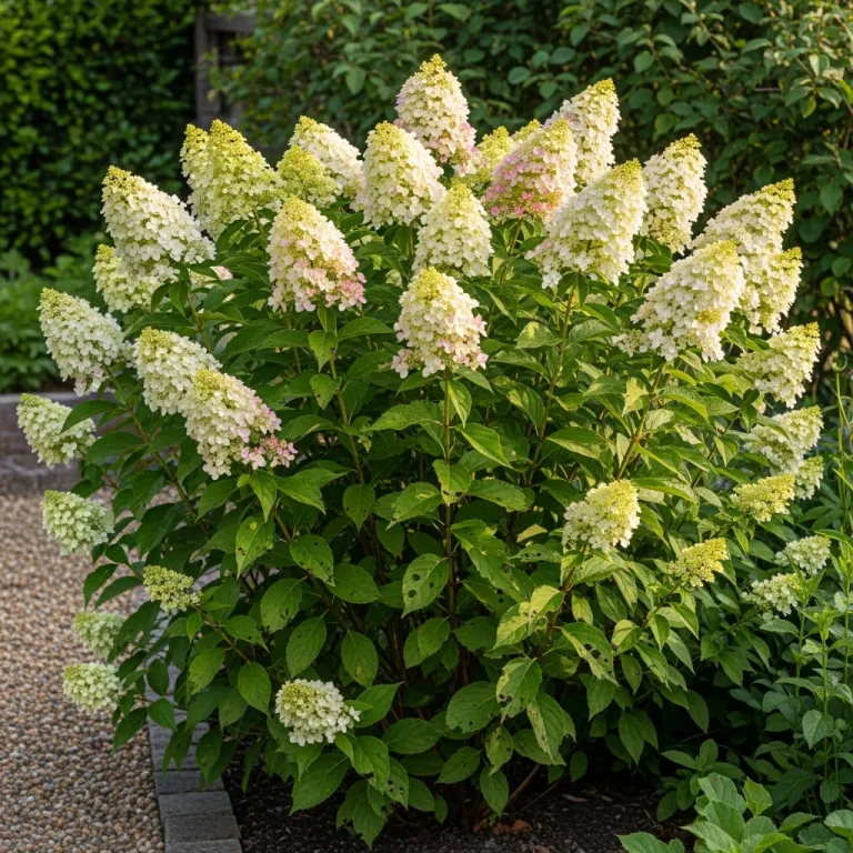 Hydrangea paniculata ‘Limelight’ aux grandes panicules blanc vert