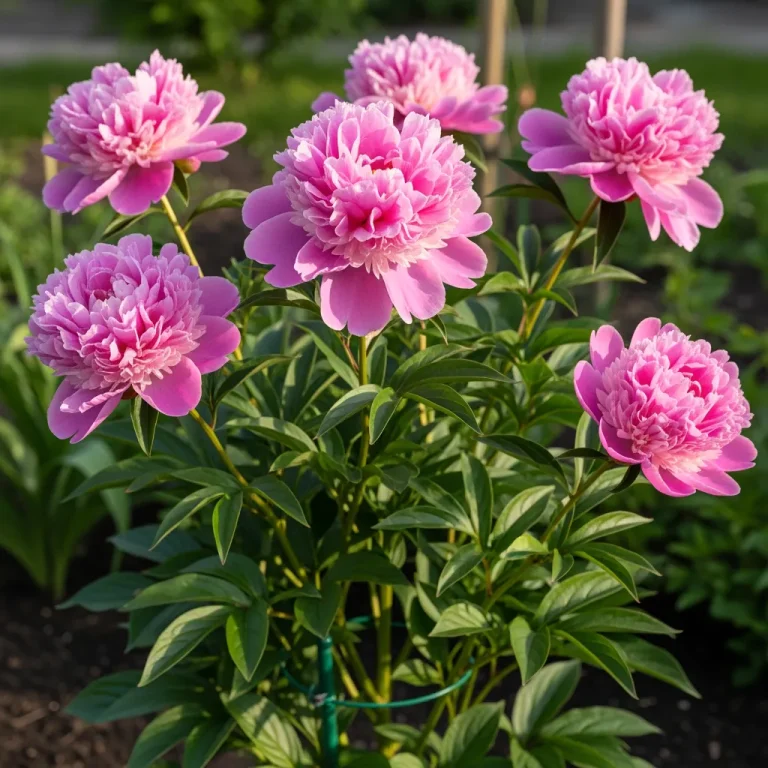 Fleurs doubles rose pâle de pivoine herbacée au jardin