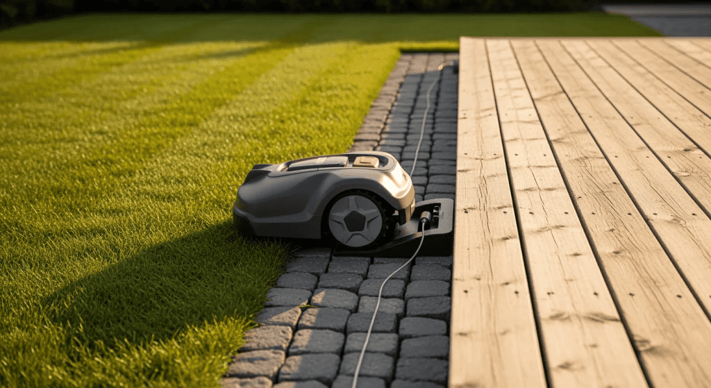 robot tondeuse câble périphérique technologie sans fil