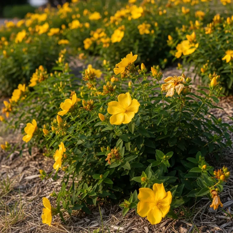 Millepertuis tapissant aux grandes fleurs jaunes sur pente