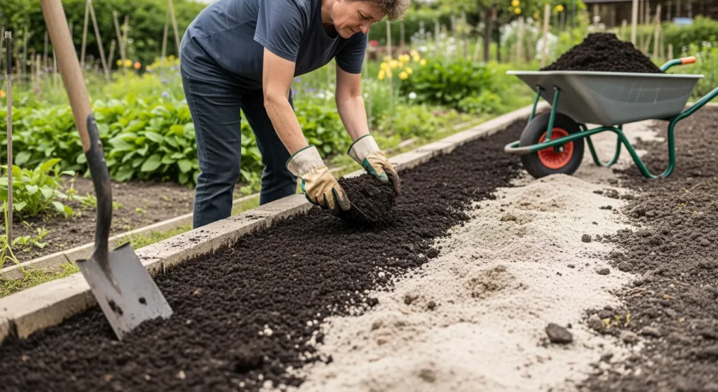Mélange de compost et sable pour améliorer le drainage