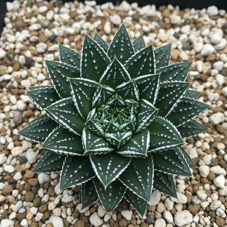 Rosette d’aloe aristata aux feuilles tachetées et ciliées