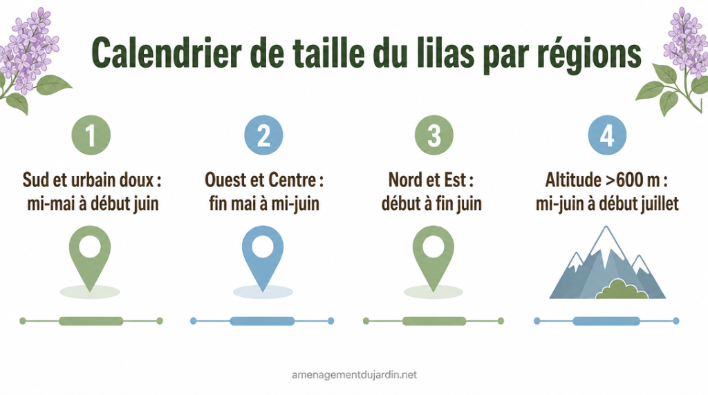 Calendrier régional des périodes de taille du lilas