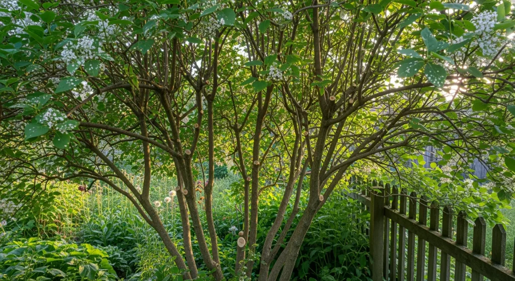 Centre du lilas éclairci, coupes nettes et branches dégagées