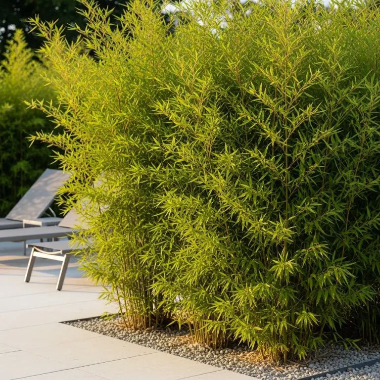 Bambou Fargesia dense formant un écran doux près de la terrasse