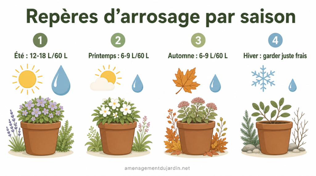 Volumes d’arrosage saisonniers pour un bananier en pot