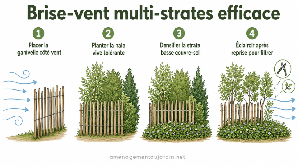 Infographie étapes pour créer un brise-vent filtrant