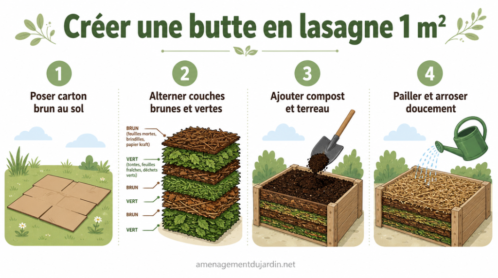 Schéma simple d’une butte en lasagne en couches