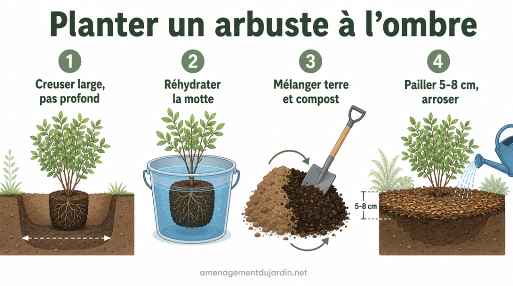 Étapes pour planter un arbuste à l’ombre correctement