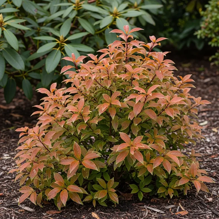 Leucothoe Scarletta au feuillage rouge-bronze en bordure