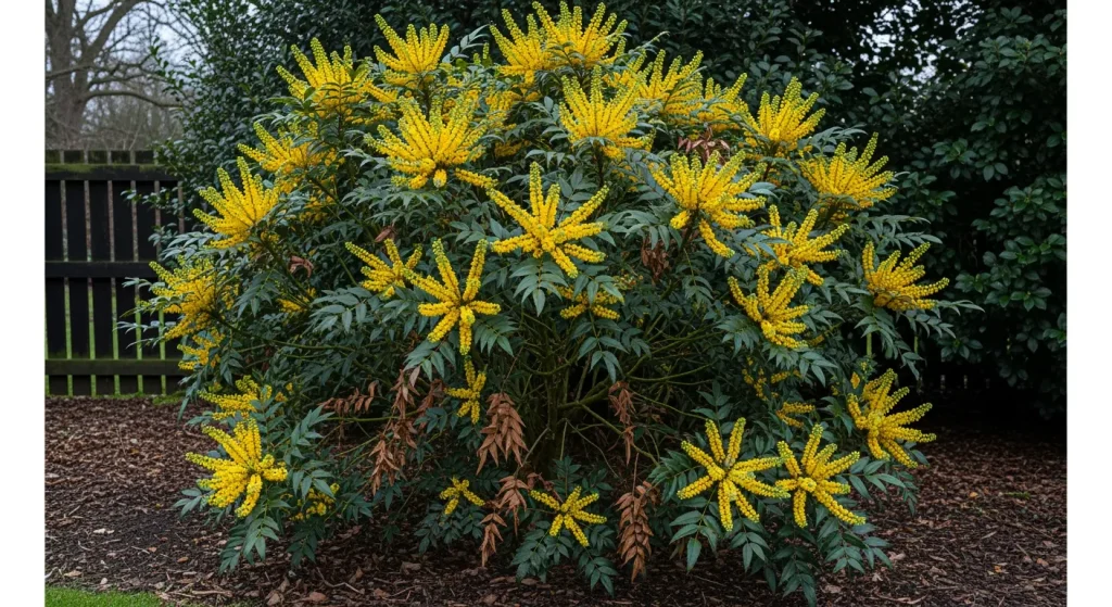 Mahonia x media en épis jaunes parfumés en hiver