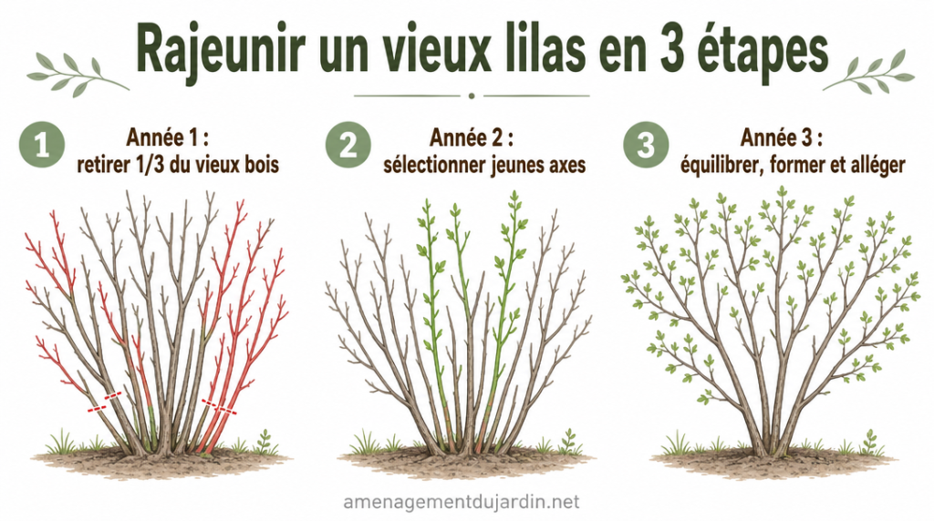 Étapes annuelles pour rajeunir un vieux lilas