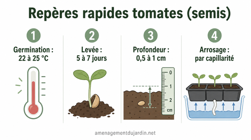 Infographie chiffres clés&nbsp;: températures, durée de levée, profondeur, arrosage