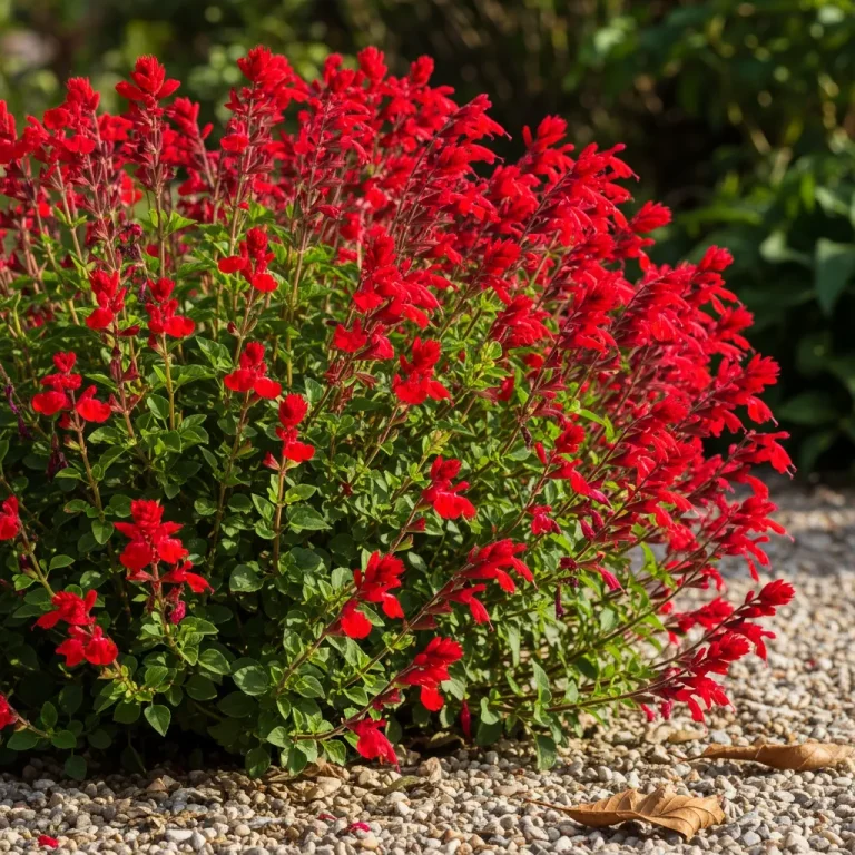 Grandes corolles rouges veloutées de la sauge Reve Rouge
