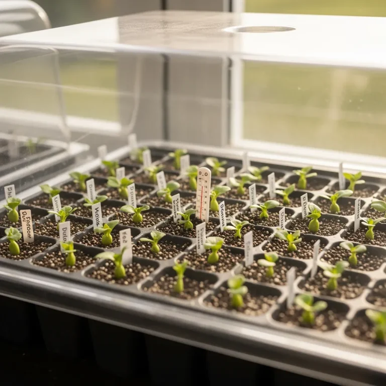 Jeunes plantules en terrine sous capot avec substrat drainant