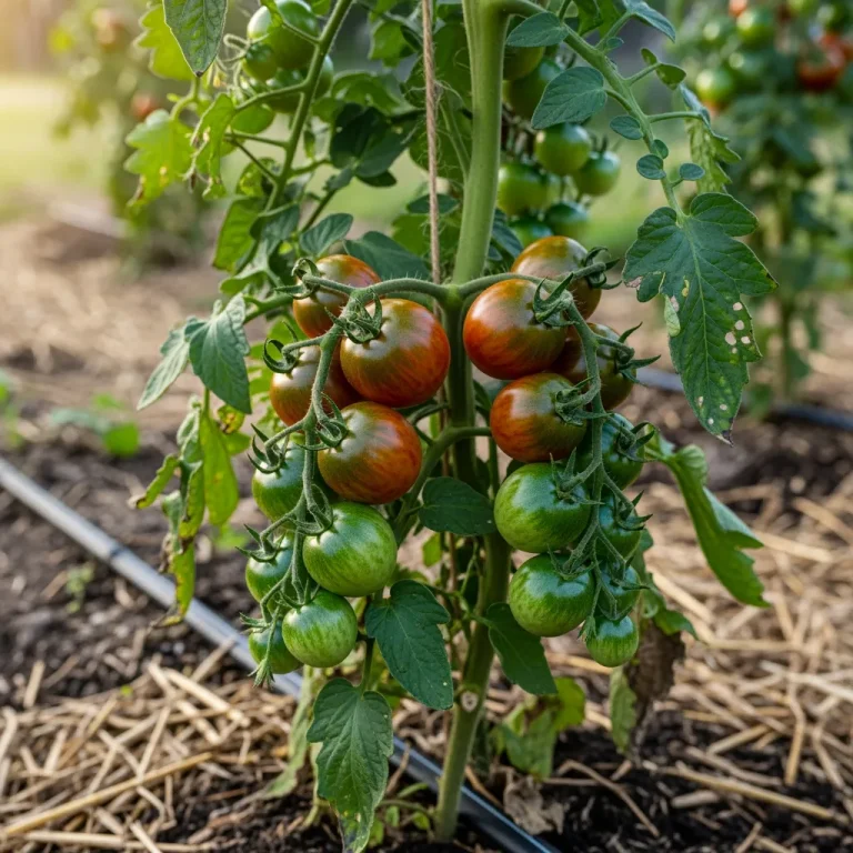 Tomates cocktail zébrées rouge et vert en grappe