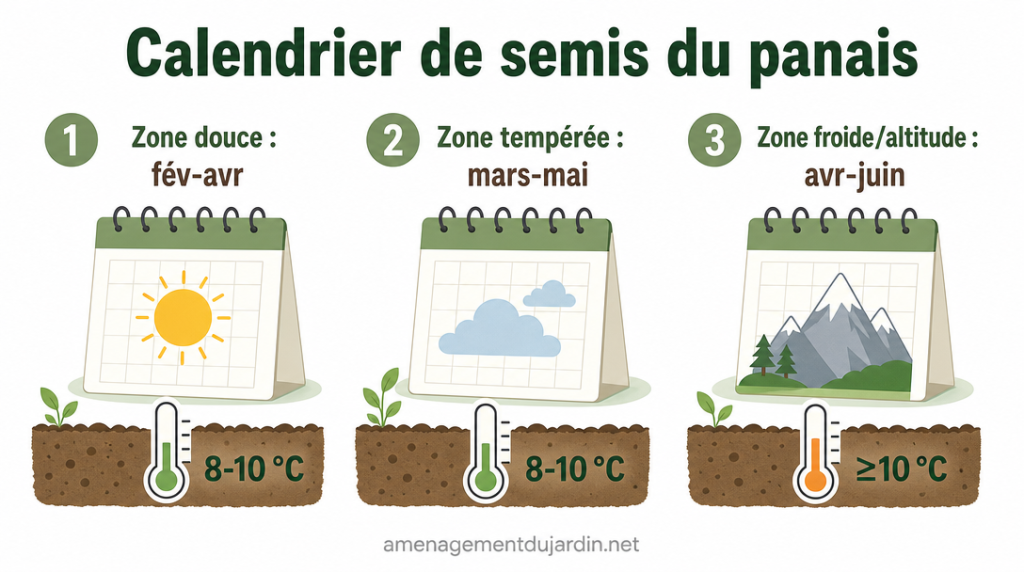 Calendrier de semis du panais selon régions françaises