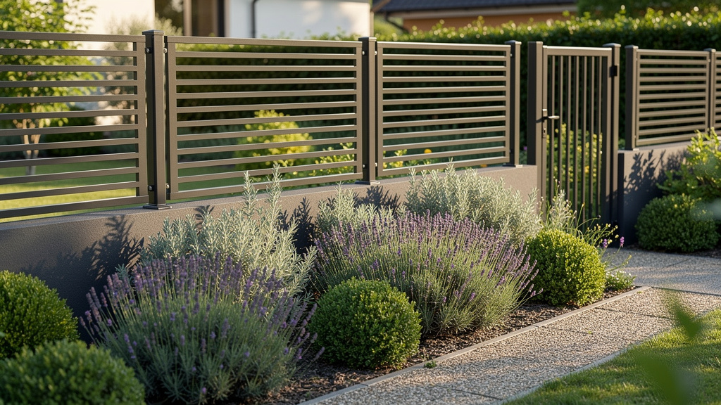 Palissade ajourée environ 1,4 m devant un jardin de ville