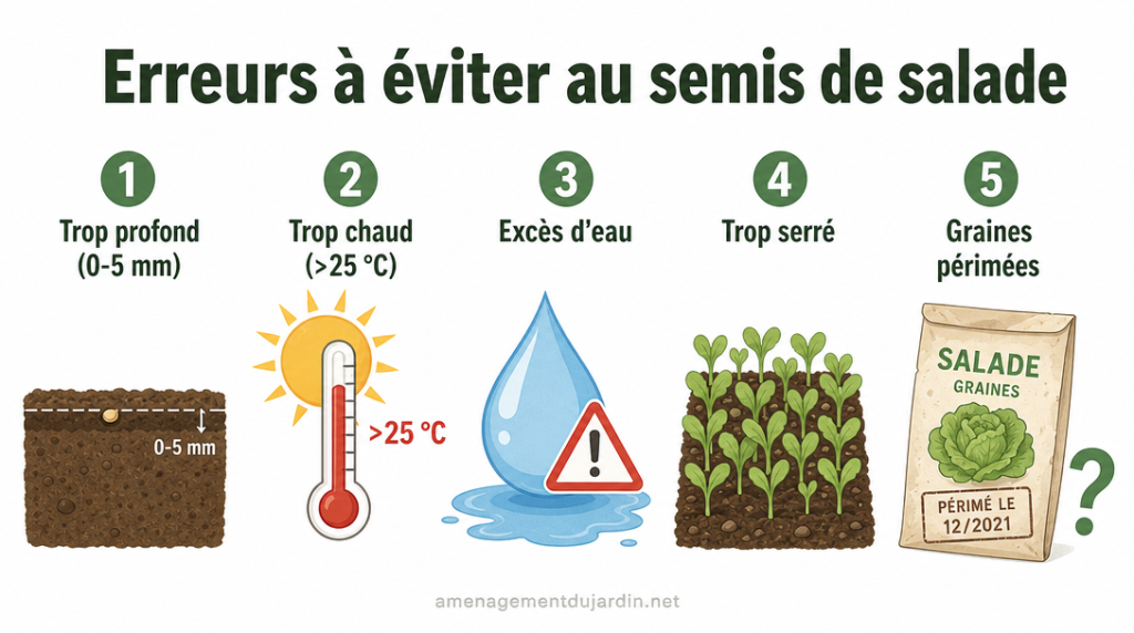 Infographie des erreurs courantes pour le semis de laitue