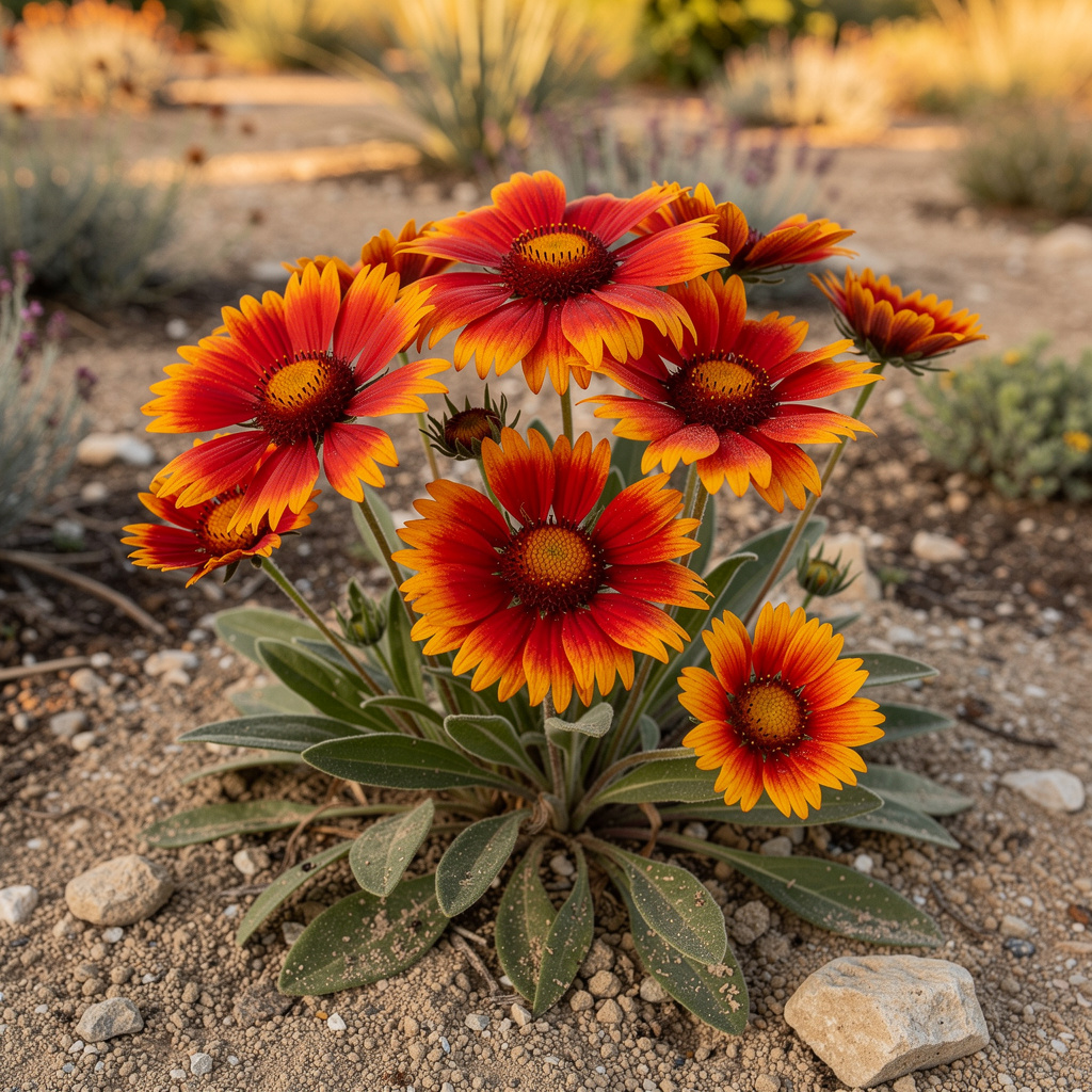 Fleurs rouge-orangé de gaillarde en plein soleil