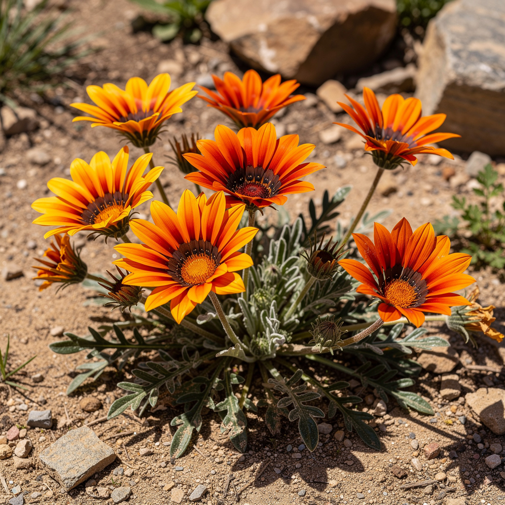 Fleurs de gazania orange et jaune grand ouvertes
