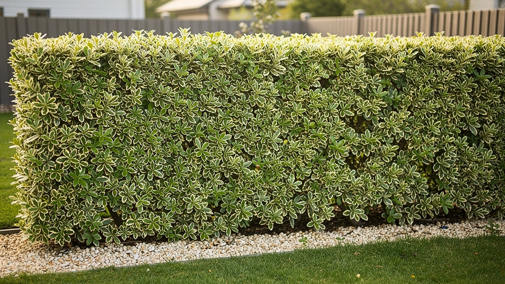 Haie régulière d’euonymus japonicus Bravo à feuillage crème