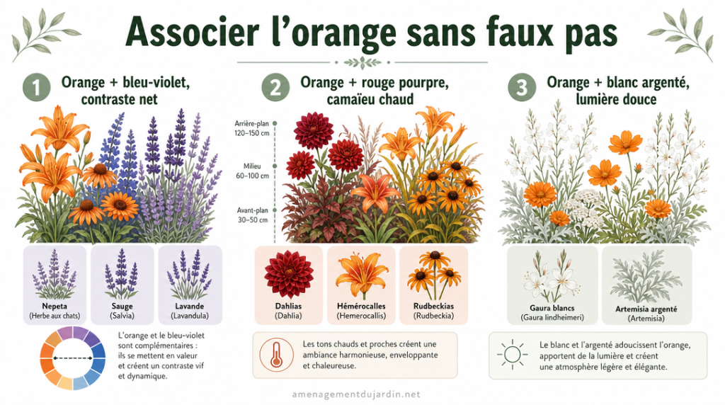 Infographie palettes couleurs pour associer l’orange