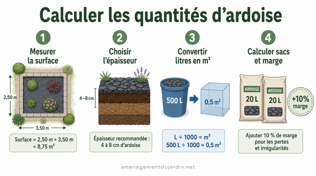 Étapes pour calculer les quantités d’ardoise au mètre carré