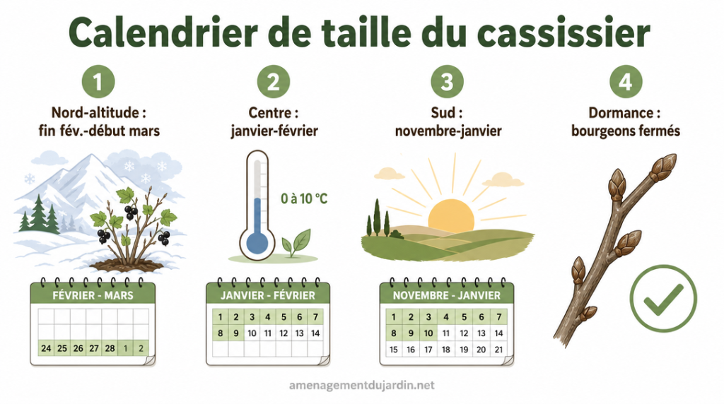 Calendrier par régions et dormance pour tailler un cassissier