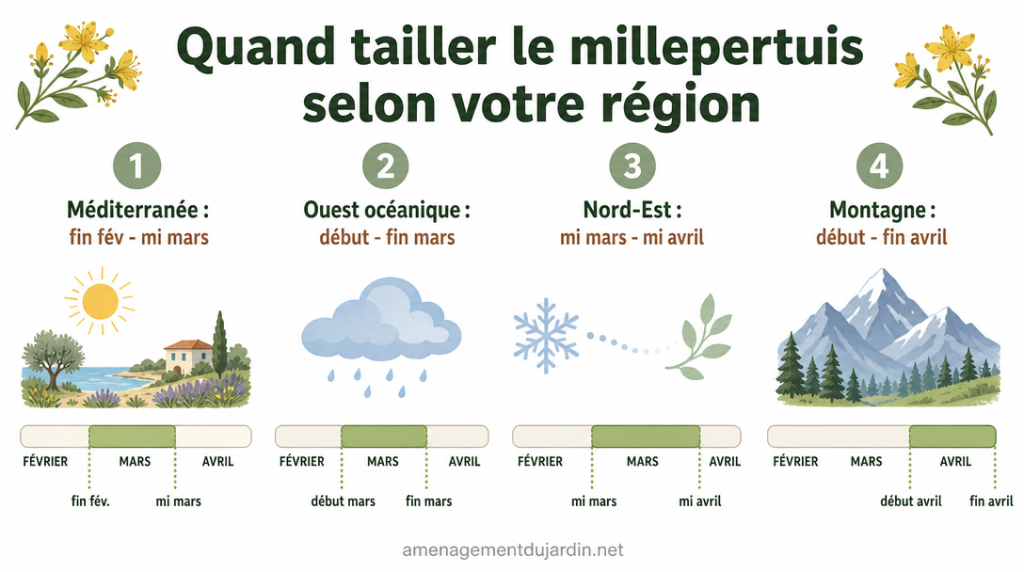 Calendrier de taille par régions françaises en 4 étapes