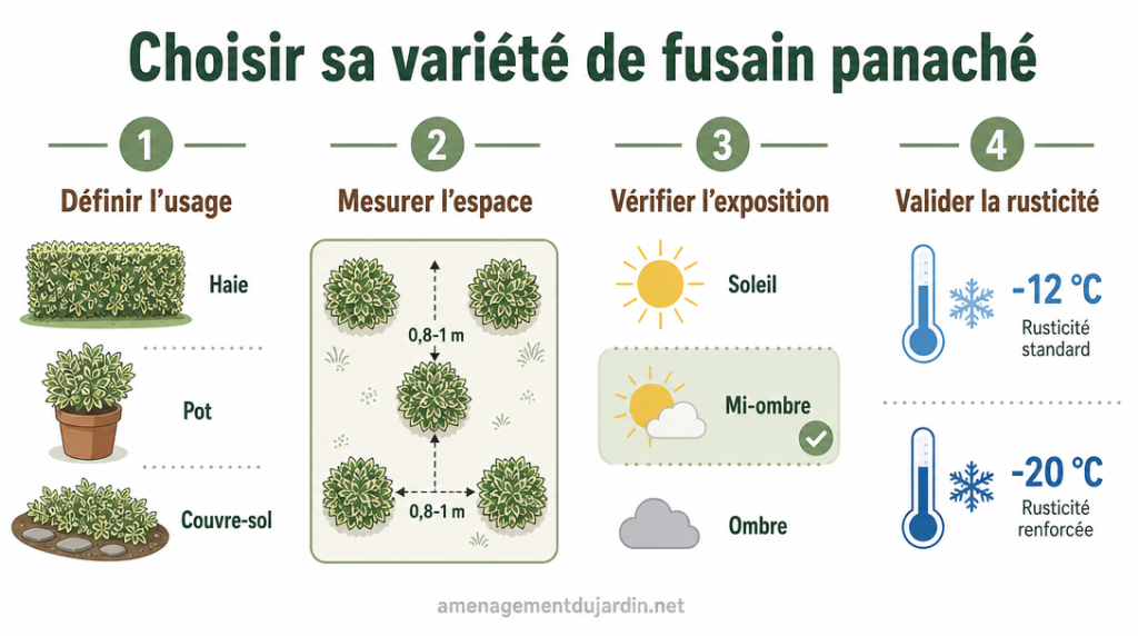 Étapes visuelles pour choisir une variété selon l’usage et le climat