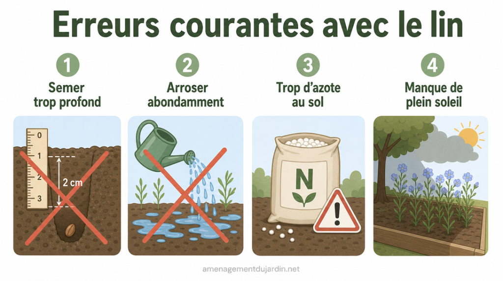 Infographie des erreurs fréquentes à éviter pour réussir le lin