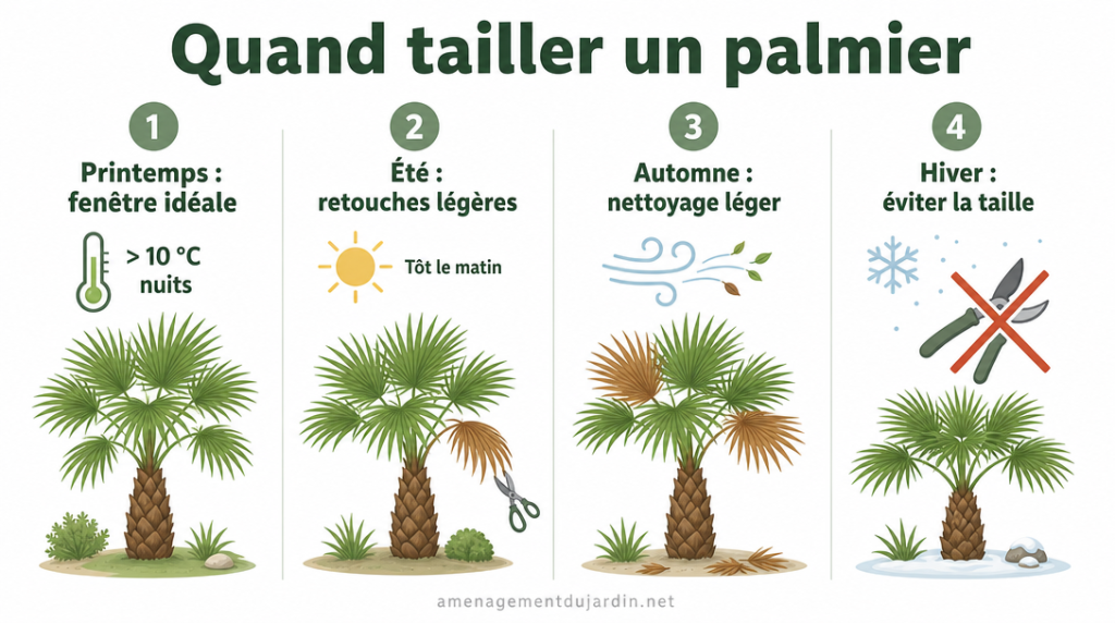 Calendrier simple des saisons pour tailler un palmier