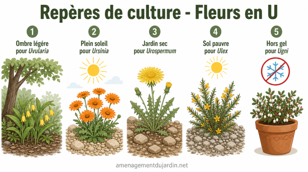 Infographie repères de culture des principales fleurs en U