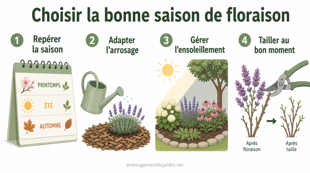 Infographie jardin pour choisir la saison de floraison