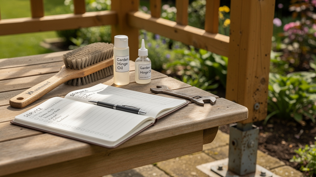 Outils d’entretien et planning sous une pergola