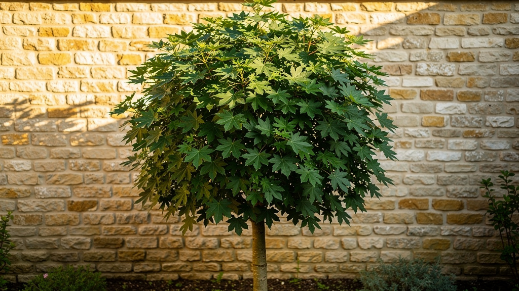 Acer monspessulanum protégé par un mur exposé sud