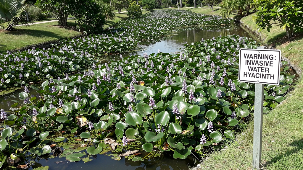 Tapis flottant continu obstruant un canal en plein été