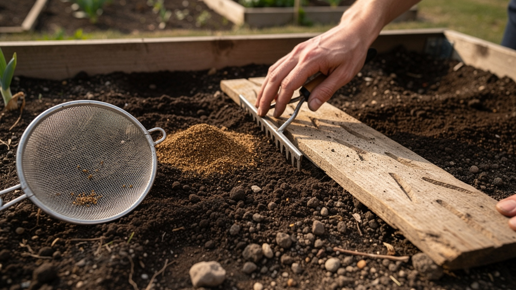 Préparation d’un lit de semis fin au potager