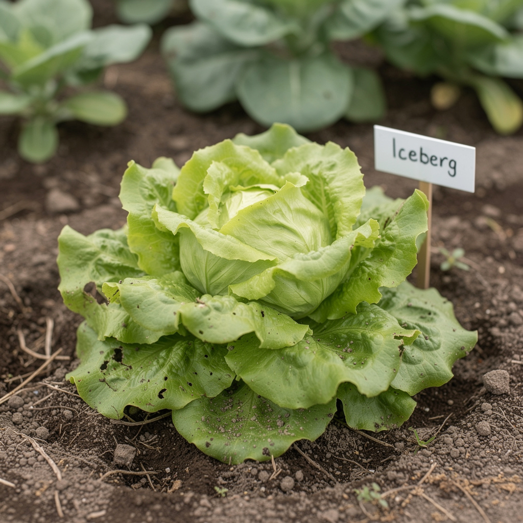 Tête d’iceberg compacte aux feuilles pâles et serrées