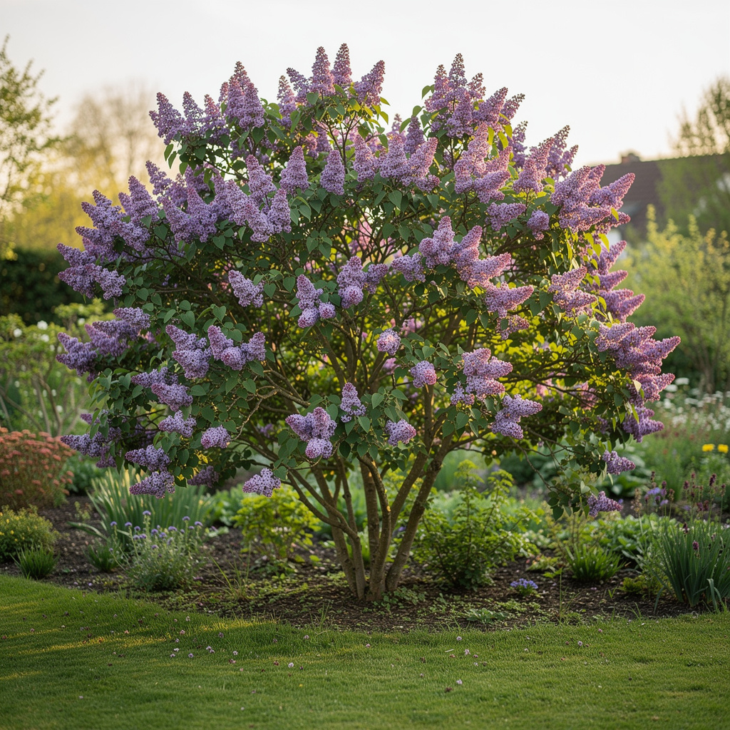 Lilas commun couvert de grappes violettes parfumées