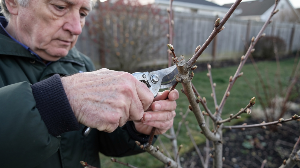 Jardinier taillant un hibiscus syriacus en fin d’hiver