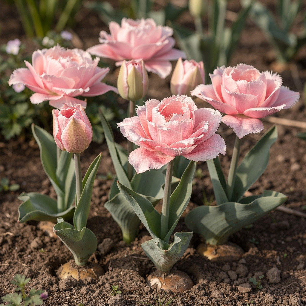 Fleurs doubles de tulipe Angelique roses au printemps