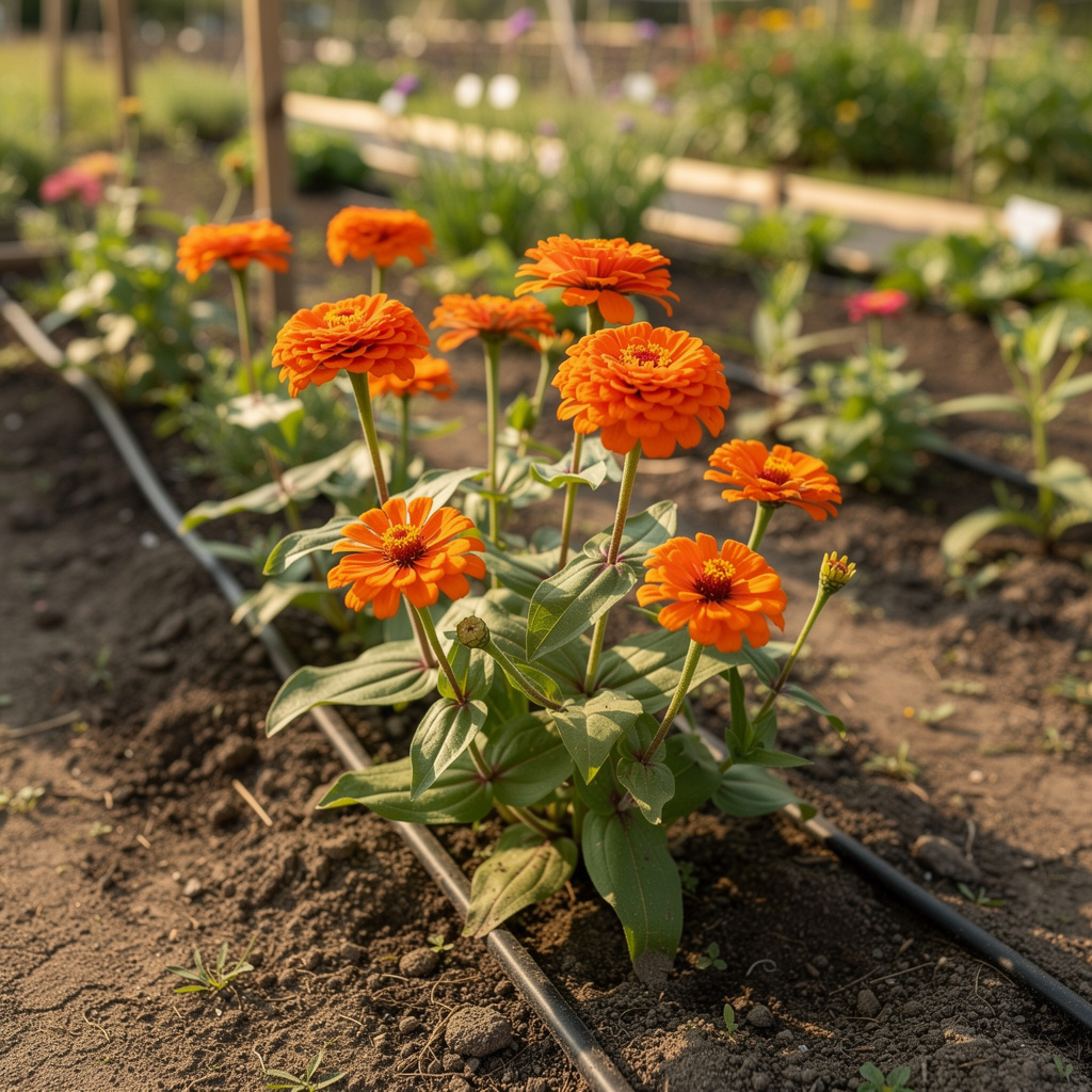 Zinnias orange à tiges droites pour bouquets