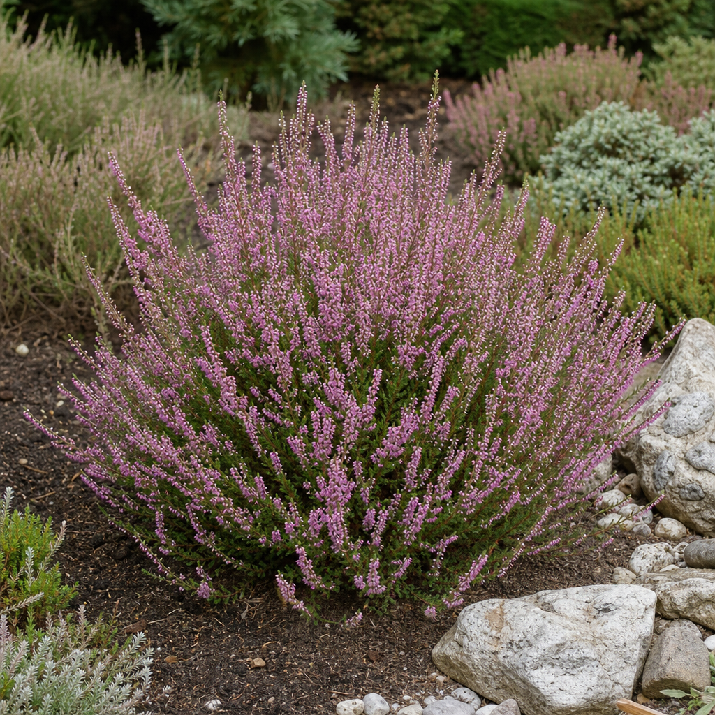 Bruyère mauve fleurie sur sol acide